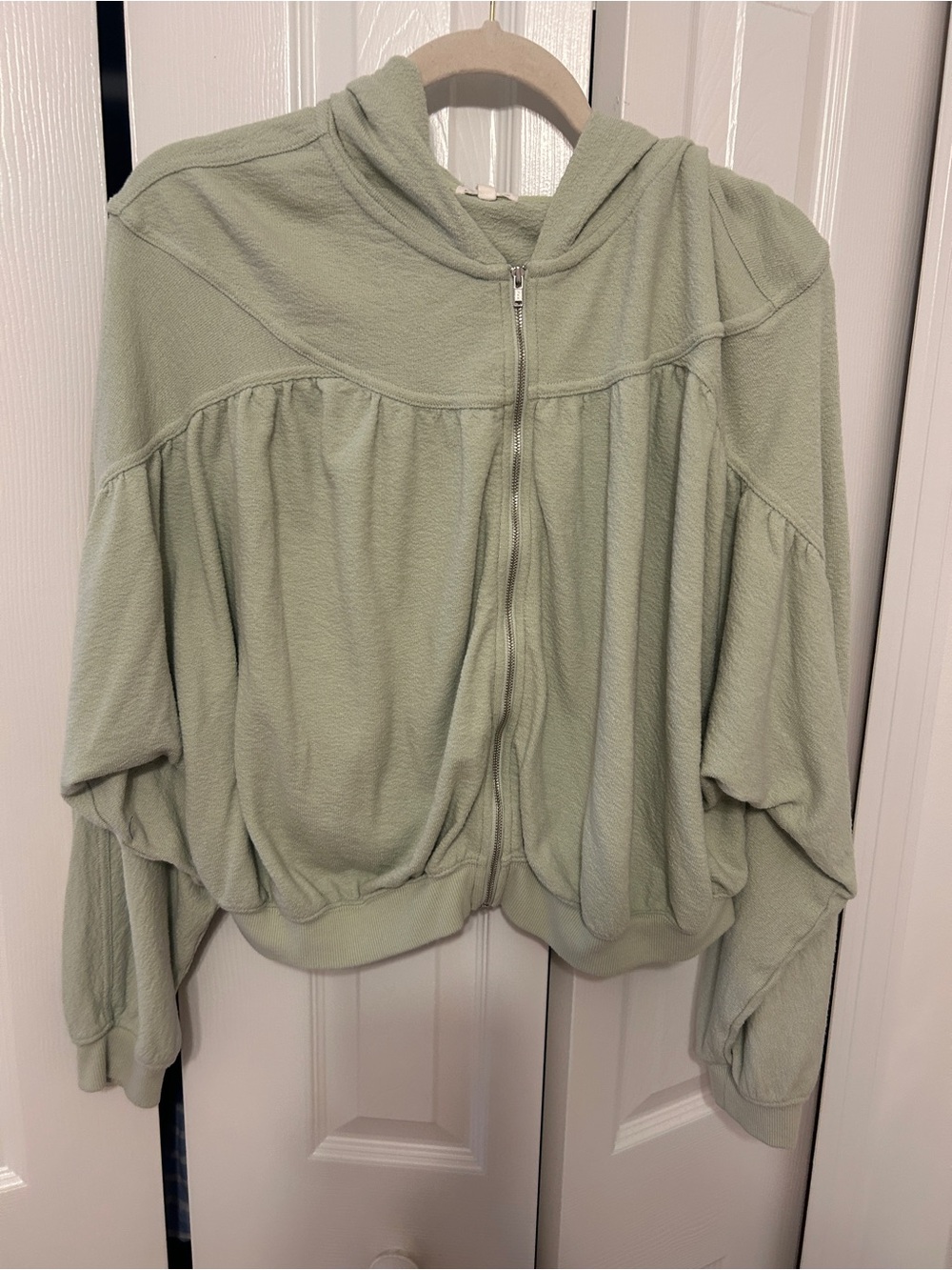 Aerie Light Sage Hooded Zip-Up Top